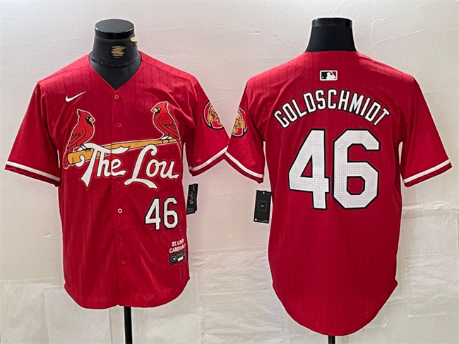 Men's St. Louis Cardinals #46 Paul Goldschmidt Red 2024 City Connect Stitched Baseball Jersey